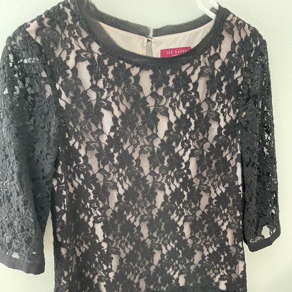 Classic Ted Baker Dress UK4 Black and Gold formal JB006 main image 0